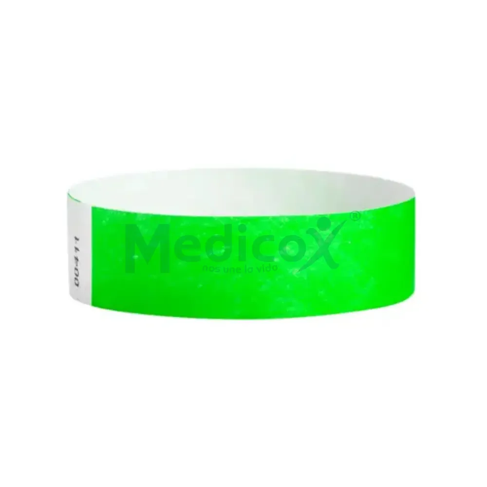 Manilla de Identificación Hospitalaria TyvekLEMON-LIME 2.5×25 cm – Alta Resistencia | Caja x1000 – Matipos